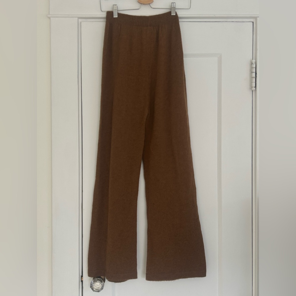 🚫 SOLD OZMA of CA Light Brown Alpaca and Merino Wool Wide Leg Pants, Size S